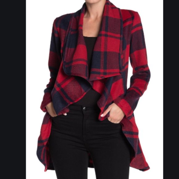FAVLUX Sweaters - Drape Collar Buffalo Check Cardigan sz L